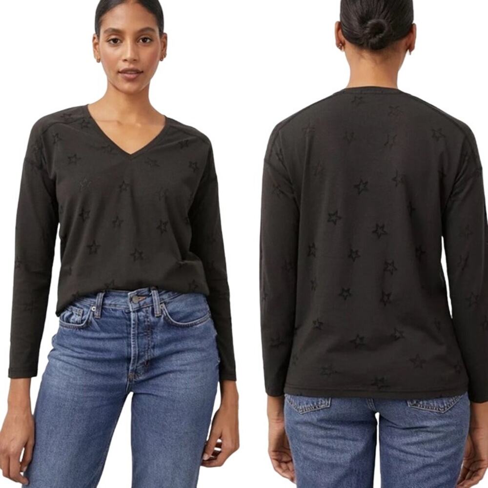 Rails NWT The Sami Long Sleeve V-neck T-Shirt Black Stars Burnout Size Small